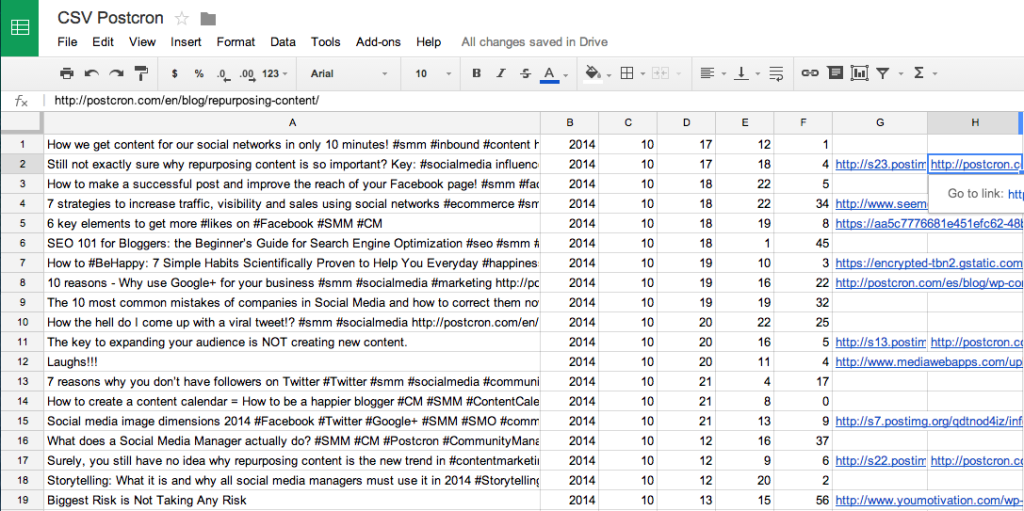 Bulk Upload (from Google Docs to Postcron)