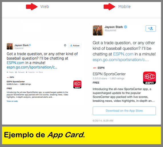 Example of a Twitter App Card