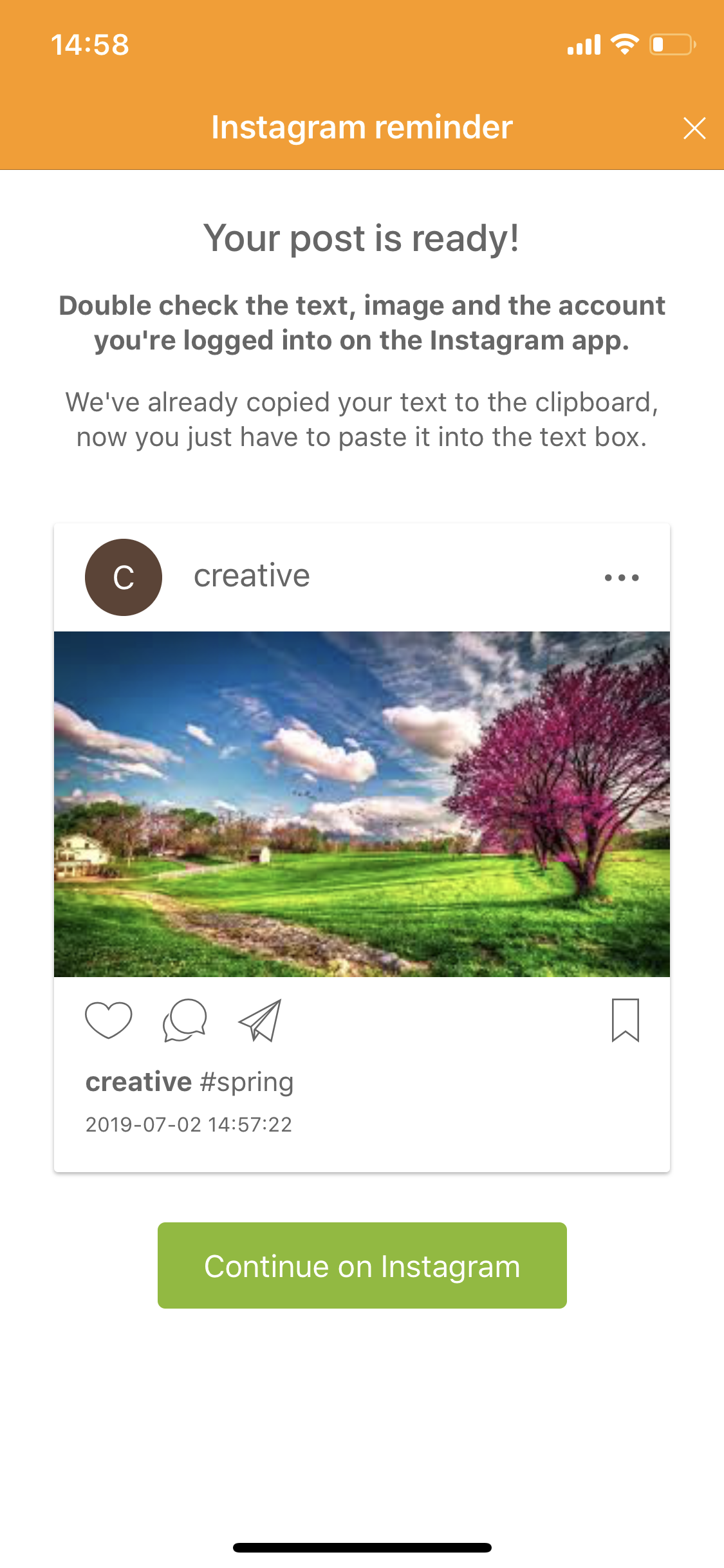 Continue on Instagram