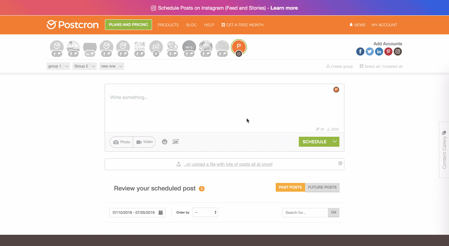 Schedule Instagram posts