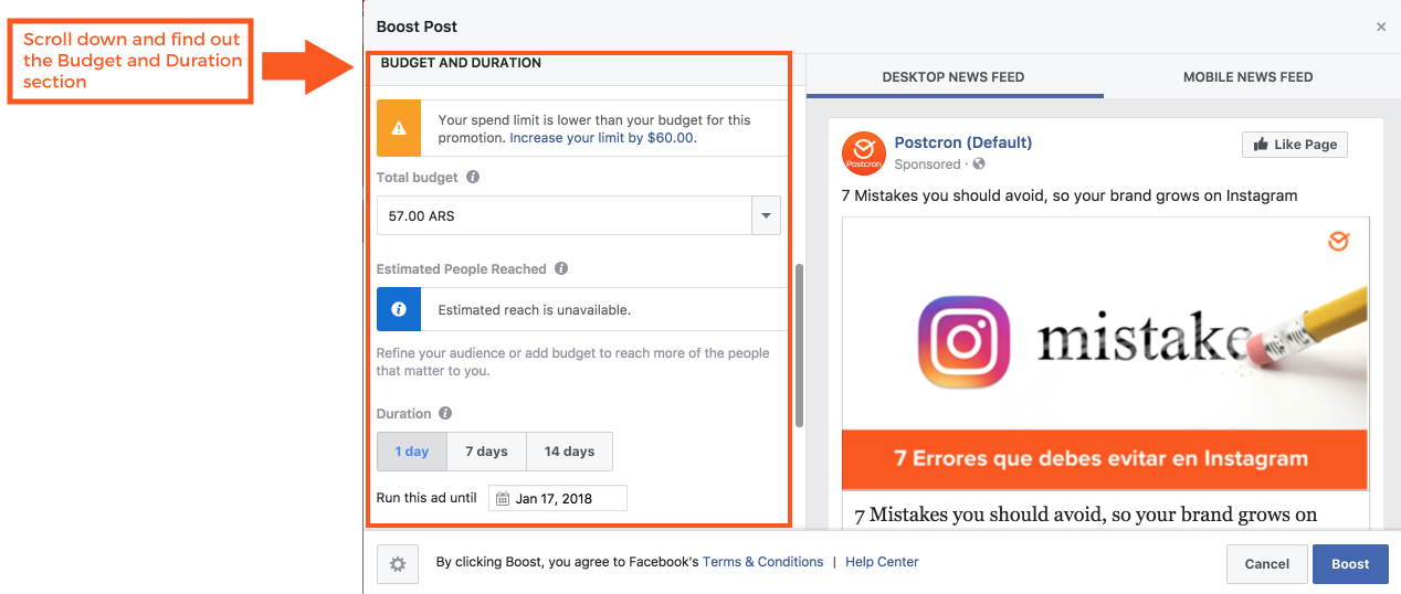Budget-and-duration-of-the-facebook-ads-campaing