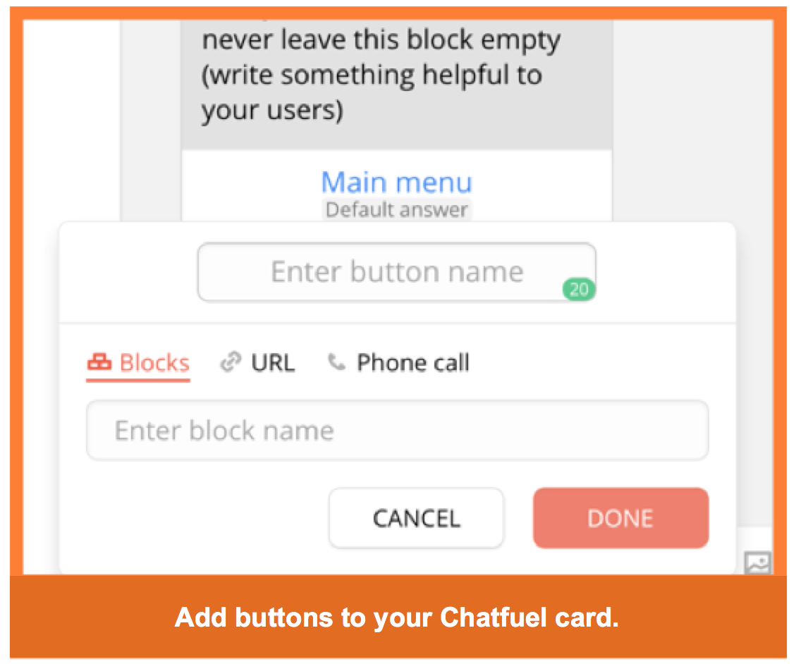 Buttons on the chatbot