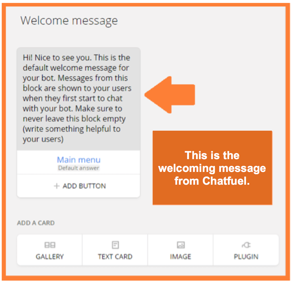 welcome message chatbot on facebook