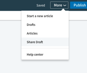 Screen shot showing how to use new LinkedIn updates that allow you to share drafts