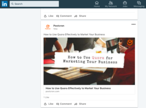 Screenshot of a LinkedIn update that increases website traffic