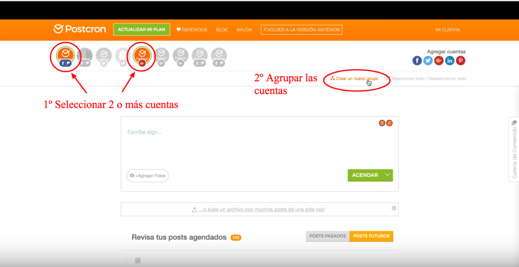 ¿Cómo Agrupar tus Cuentas Sociales en Postcron Tutorial YouTube