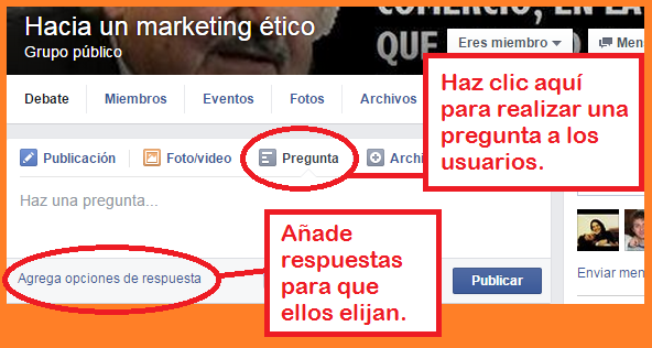 Funciones de Facebook, Twitter y LinkedIn