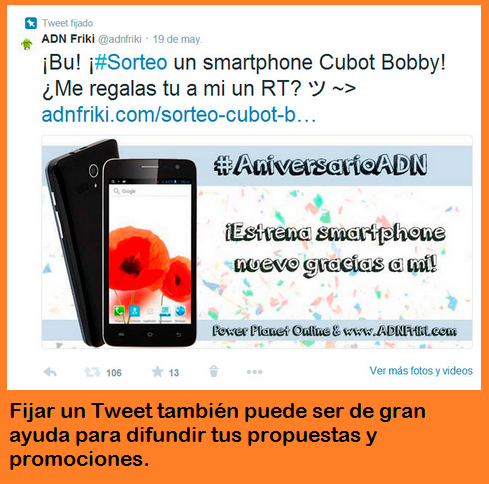 Fijar tuits para tus campañas en Twitter