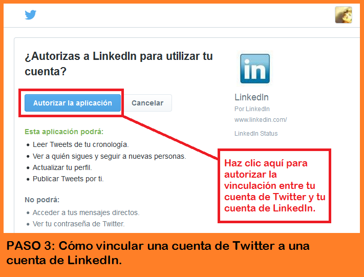 Funciones de Facebook, Twitter y LinkedIn