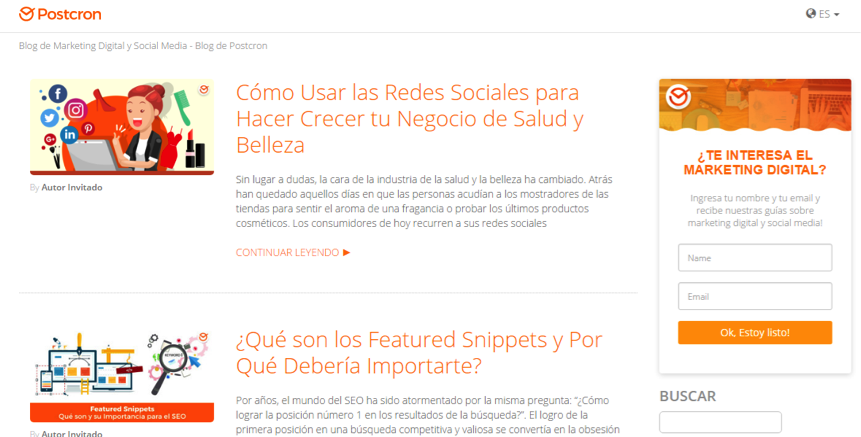 Blog de Marketing Digital y Social Media de Postcron