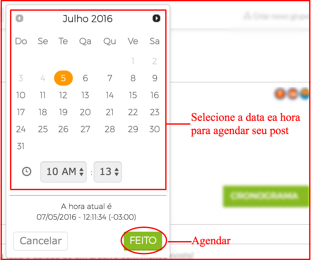 Agendar posts nos Grupos do Facebook data e hora