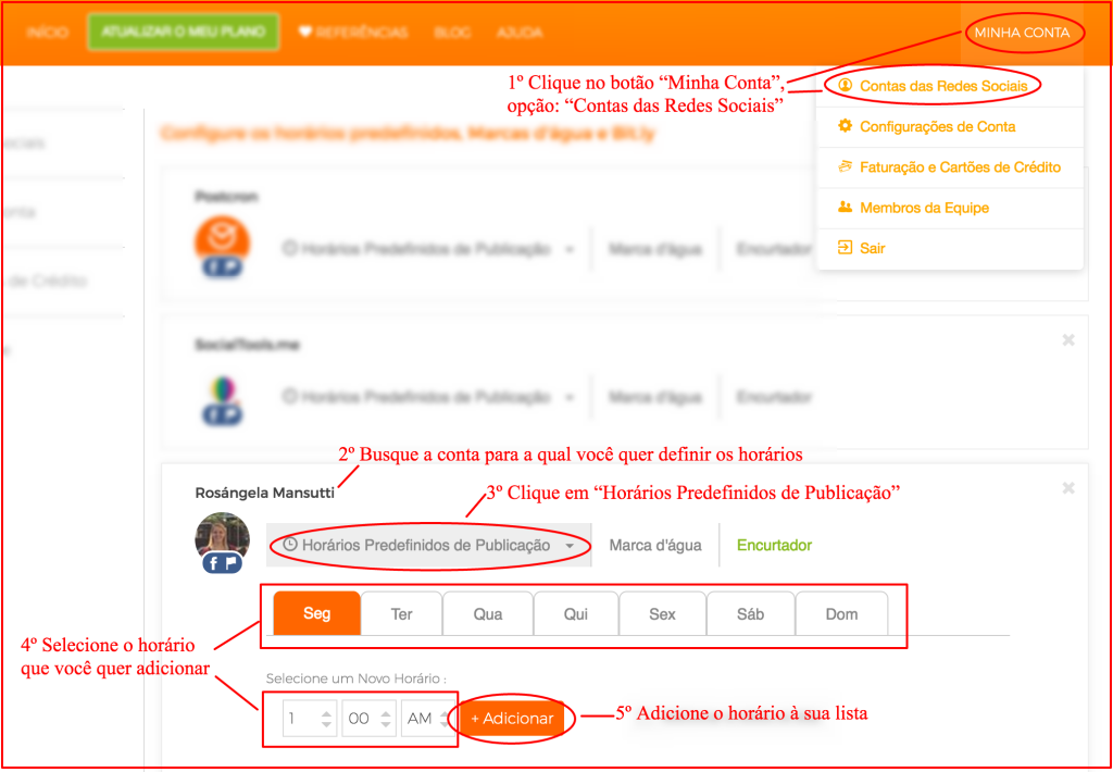 Horarios predefinidos de publicaçao dos posts no Facebook