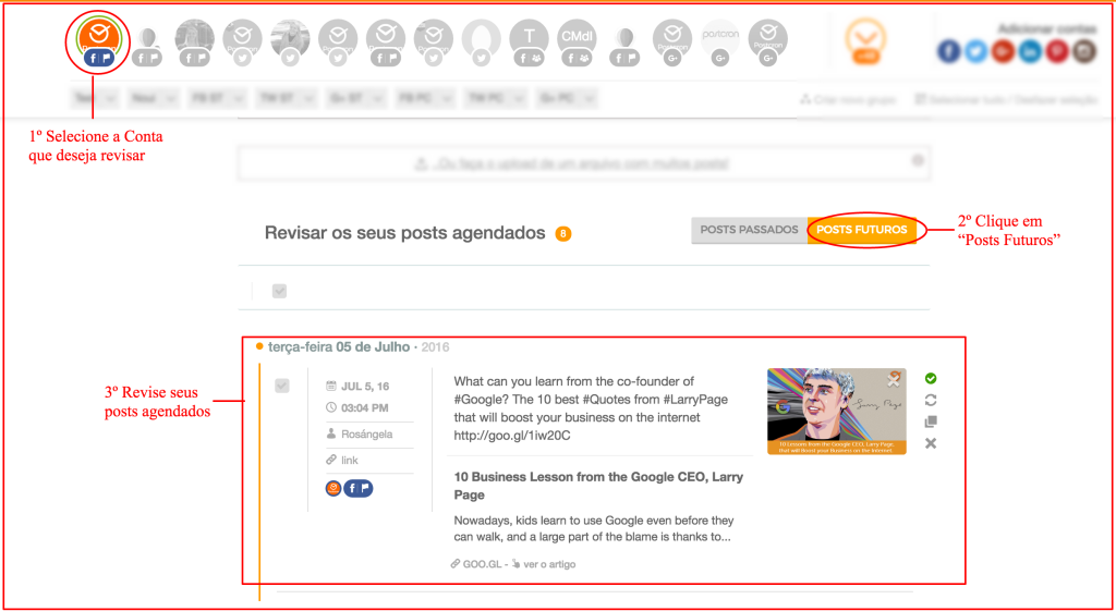 Programa para Agendar Postagens no Facebook Twitter Google e Pinterest