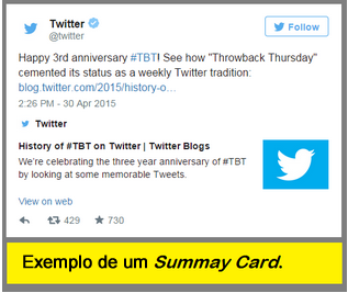 Exemplo de um Summary Card