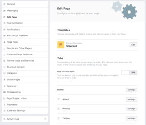 Editar pagina do facebook