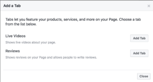 adicionar abas nas pages do facebook